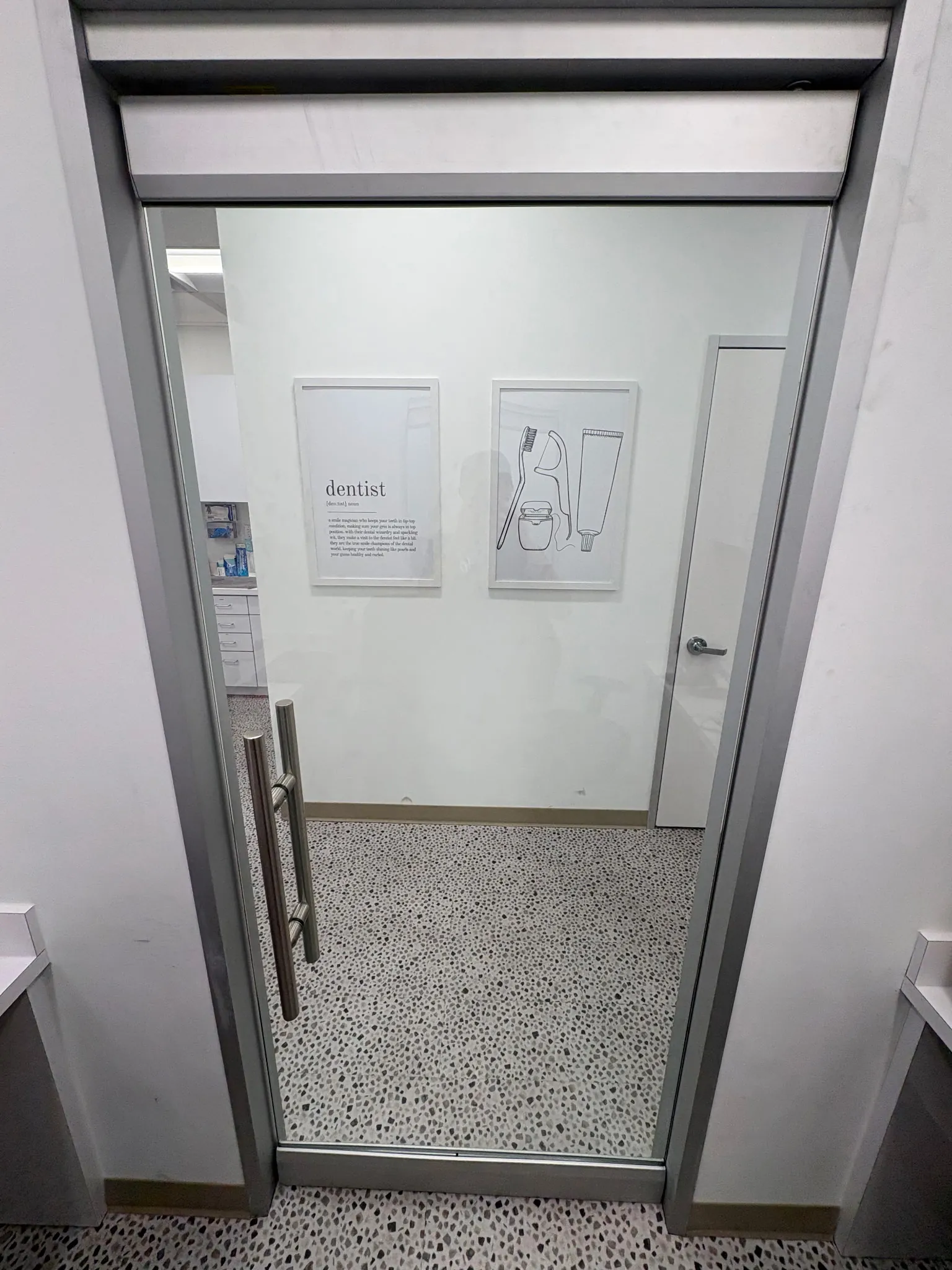 Frosted glass office door installation